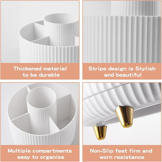 360 Rotating Makeup Brush Holder & Organizer Countertop Storage For Cosmetics & Skincare 8 Colors - Glamory Beauty