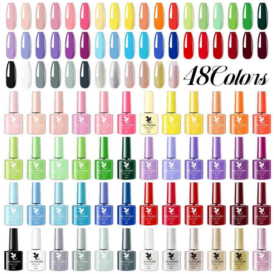 48 Color UV Phototherapy Plastic Gel Nail Polish Suit