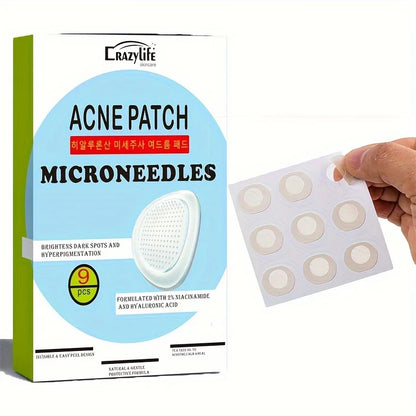 Acne Treatment Invisible Patches Circular Micro Needles 9 Patches per Box Clean Pores Waterproof Made Hydrogel with Microcrystal