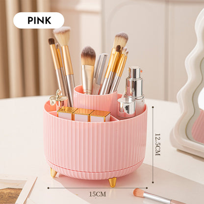 360 Rotating Makeup Brush Holder & Organizer  Countertop Storage For Cosmetics & Skincare 8 Colors