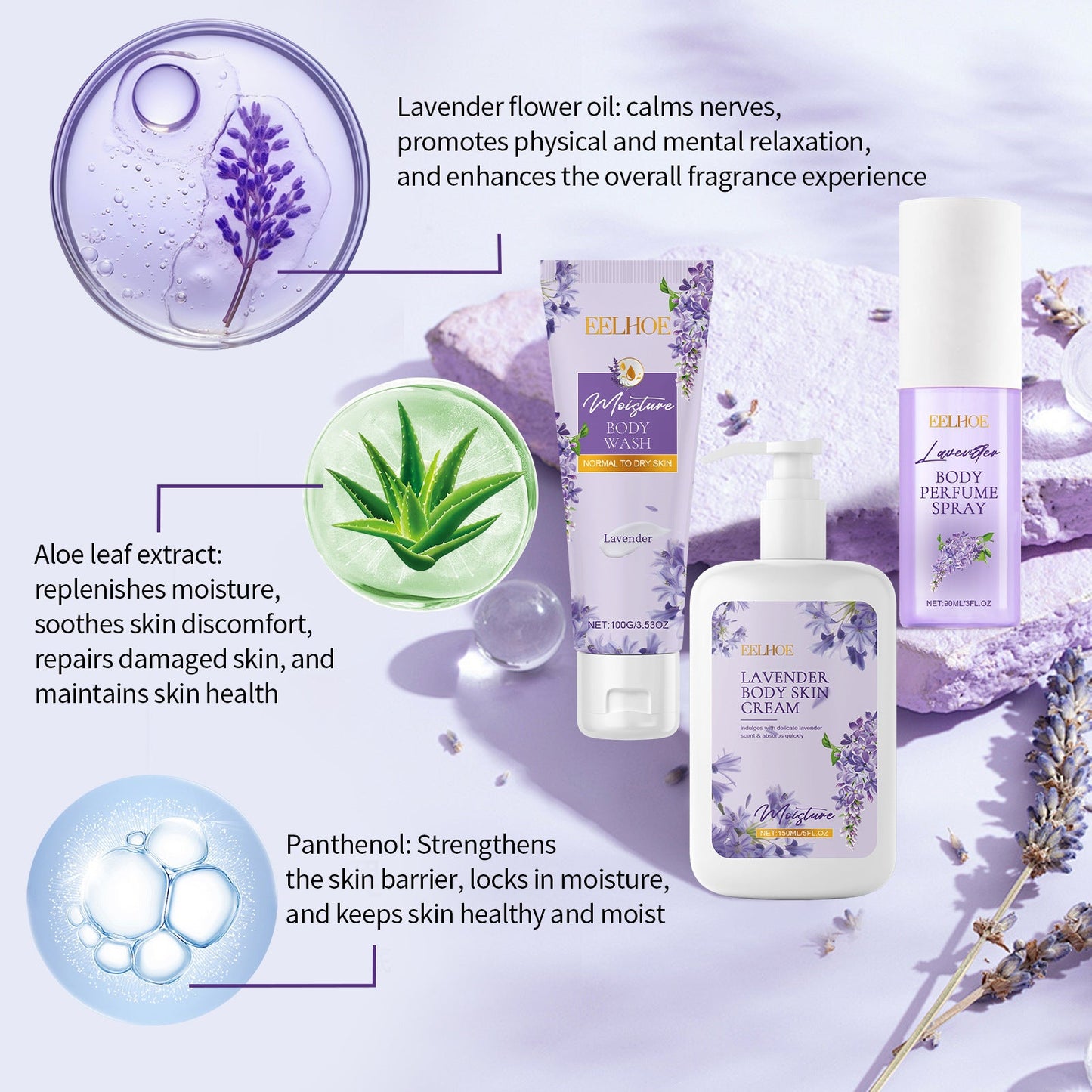 Lavender Body Skin Care Set Gentle Moisturizing Skin - Glamory Beauty