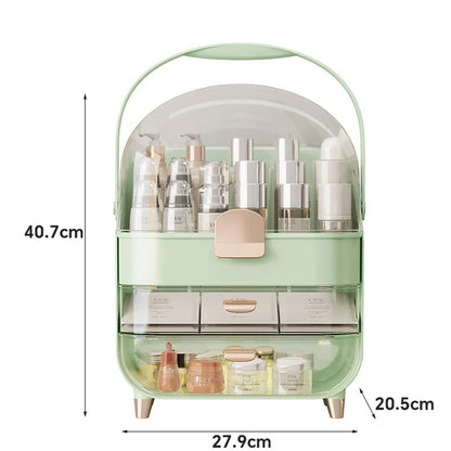Makeup Organizer With Skincare Holder - Acrylic Cosmetic Storage Box, 4 Colors - Vanity & Bathroom Counter Organizer - Perfect Teen Girl Gift - Glamory Beauty