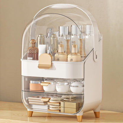 Makeup Organizer With Skincare Holder - Acrylic Cosmetic Storage Box, 4 Colors - Vanity & Bathroom Counter Organizer - Perfect Teen Girl Gift - Glamory Beauty