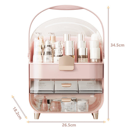 Makeup Organizer With Skincare Holder - Acrylic Cosmetic Storage Box, 4 Colors - Vanity & Bathroom Counter Organizer - Perfect Teen Girl Gift - Glamory Beauty